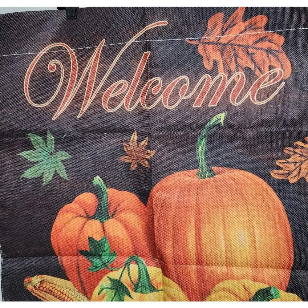 Canvas Welcome Fall Autumn Pumkin Garden Flag Banner 27